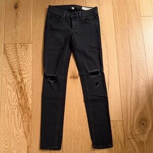 rag & bone Black Distressed Skinny Jeans
